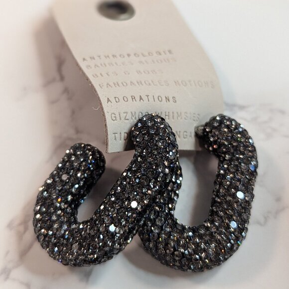 Anthropologie Jewelry - Anthropologie Oblong Pavé Hoop Earrings